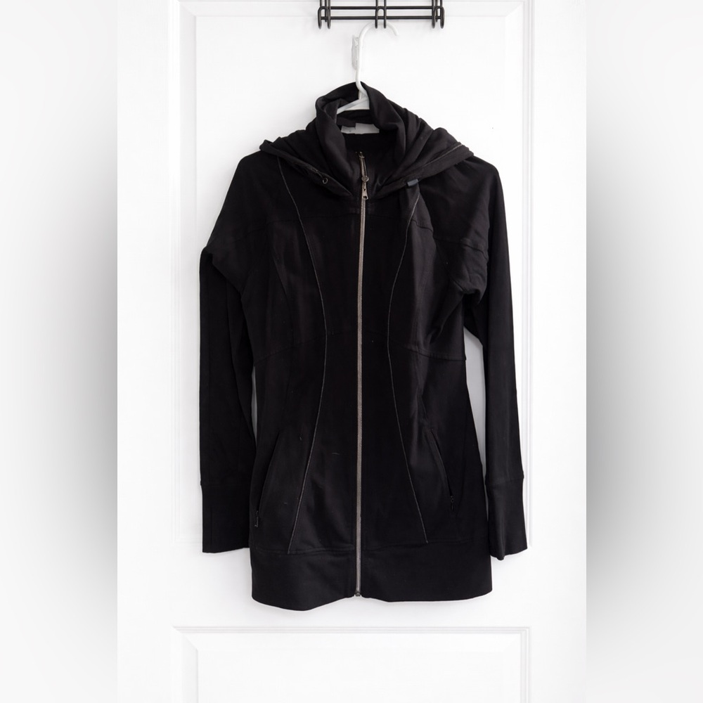 Athleta Black Hooded Performance Zip Jacket Size M